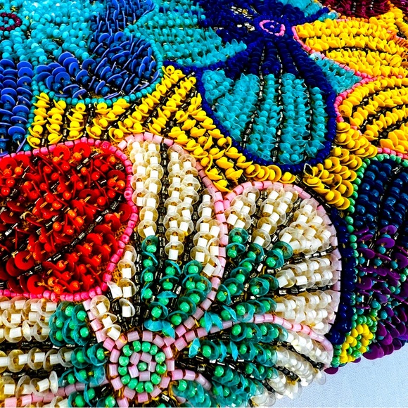 Anthropologie The Fiona Beaded Bag Floral Icon Edition Multicolor Crossbody EUC - Picture 5 of 17